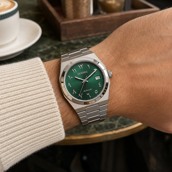 CLASSIC Silver Steel Arabic Green