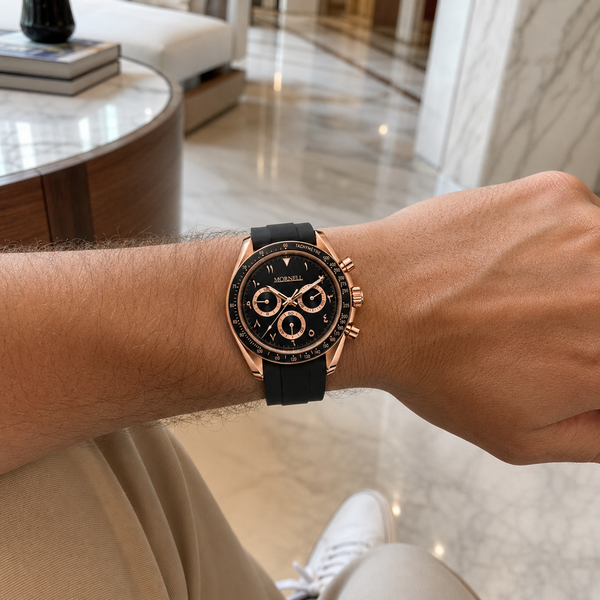 CHRONO Rose Steel Arabic Black