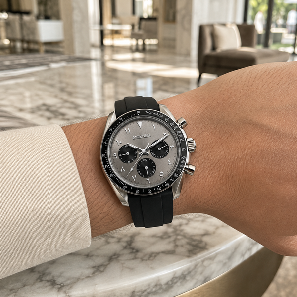 CHRONO Silver Steel Arabic Grey