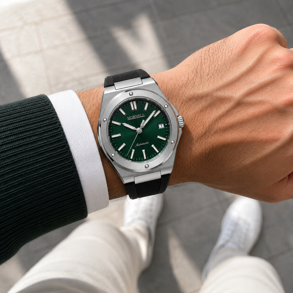 CARENTIS Silver Steel Green Rubber