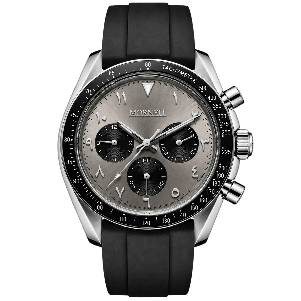 CHRONO Silver Steel Arabic Grey