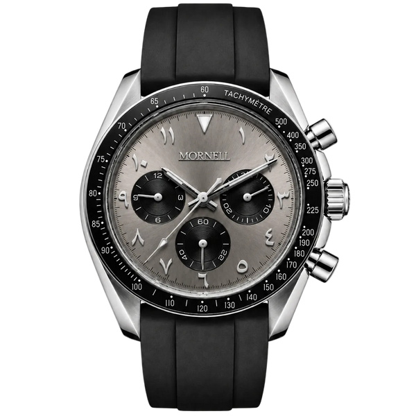 CHRONO Silver Steel Arabic Grey