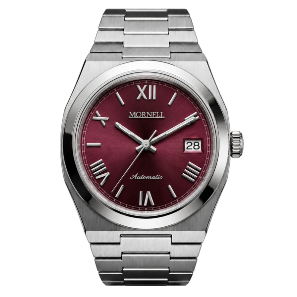 CLASSIC Silver Steel Roman Red