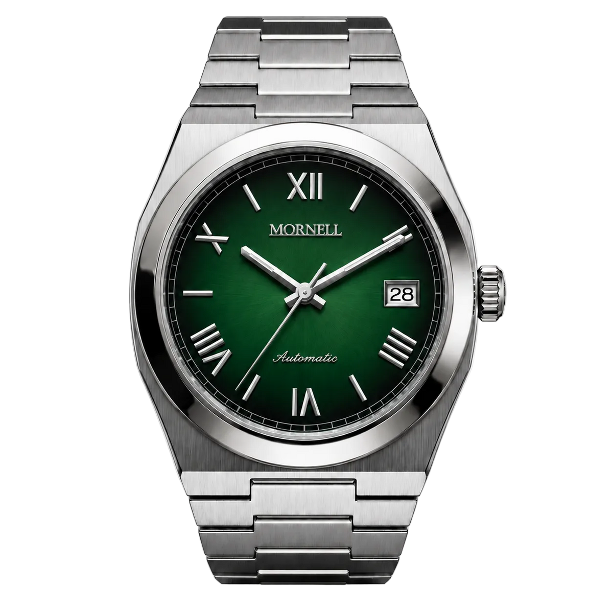 CLASSIC Silver Steel Roman Emerald Green