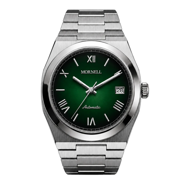 CLASSIC Silver Steel Roman Emerald Green