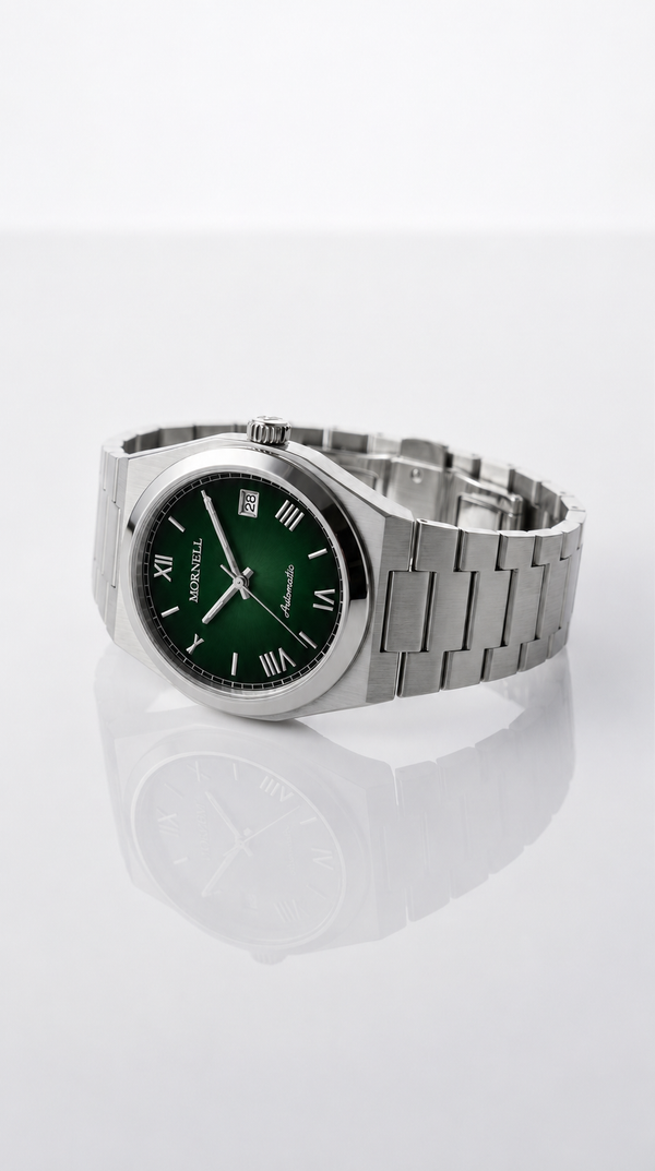 CLASSIC Silver Steel Roman Emerald Green