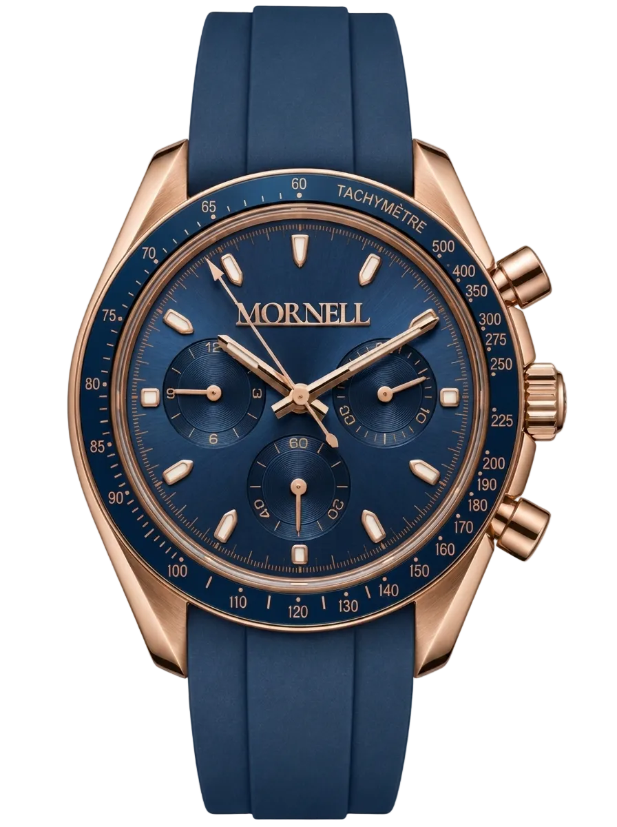 MORNELL CHRONO Rose Steel Ocean Blue Rubber