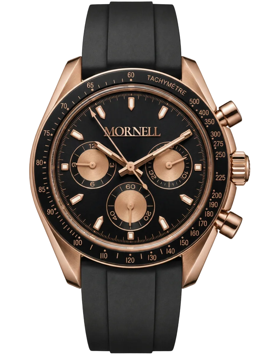 MORNELL CHRONO Rose Steel Black Rubber