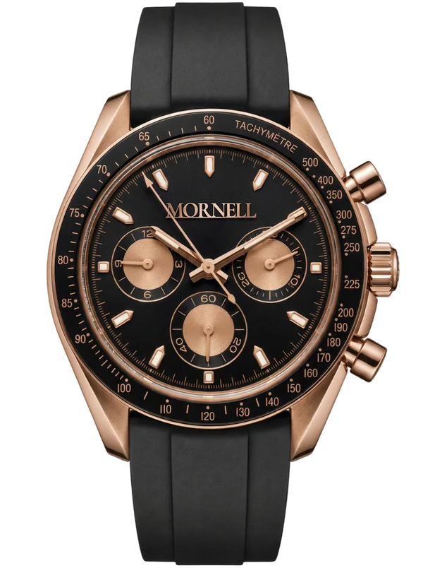 MORNELL CHRONO Rose Steel Black Rubber