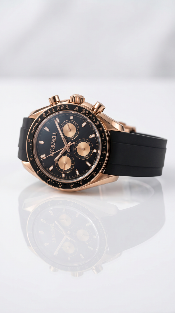 MORNELL CHRONO Rose Steel Black Rubber