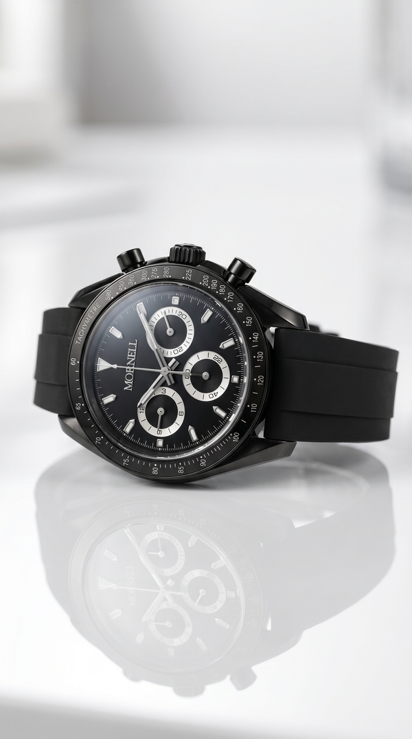 MORNELL CHRONO Silver Steel All Black