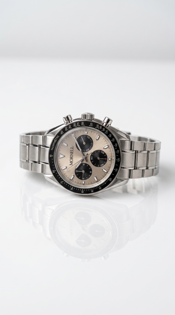 MORNELL CHRONO Silver Steel Champagne