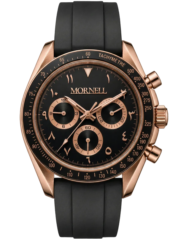 MORNELL CHRONO Rose Steel Black Rubber V2