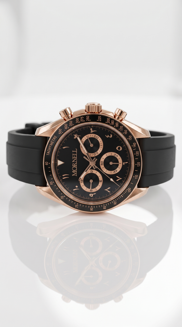 MORNELL CHRONO Rose Steel Black Rubber V2
